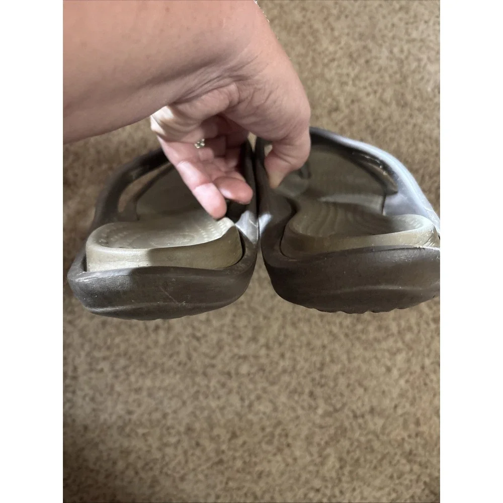 Crocs Athens Flip Flops Brown Tan Crosslite Men's 11 Comfort Sandals